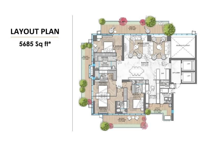 4 BHK Ultra Luxury Floor Plan at Trump Tower Noida